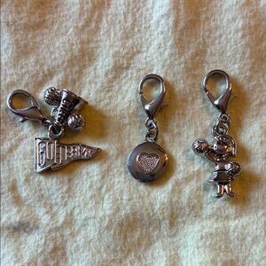 Cute Silver Tone Cheerleader Charm Set